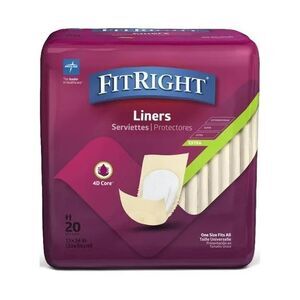 Medline FitRight Extra Incontinence Liner Pad 13" x 34" 20Ct (Missing 3) 4D Core